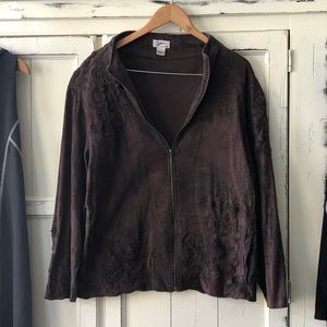 Chico’s 🇪🇬 Knit Zippered Top w/ Egyptian Pattern, Comfortable & Travel Friendly